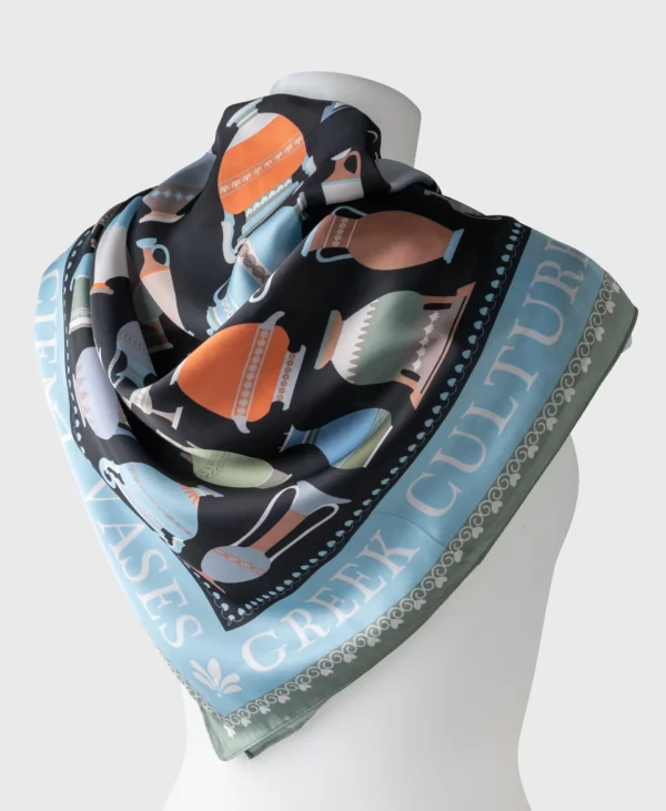 ancient greek vases silk cotton scarf