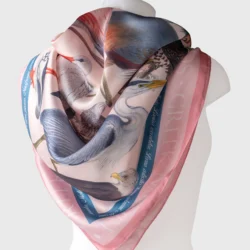 greek birds silk cotton scarf