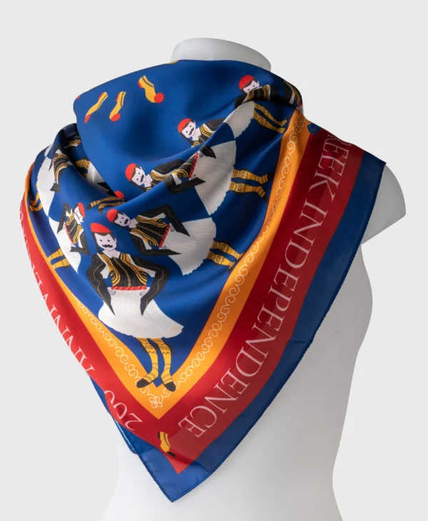 greek evzones silk cotton scarf