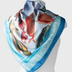 greek fish silk cotton scarf