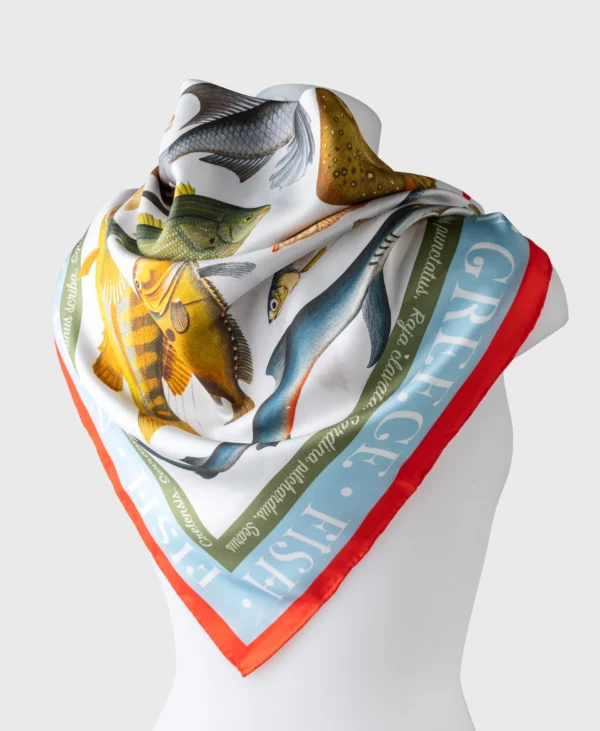 greek fish silk scarf