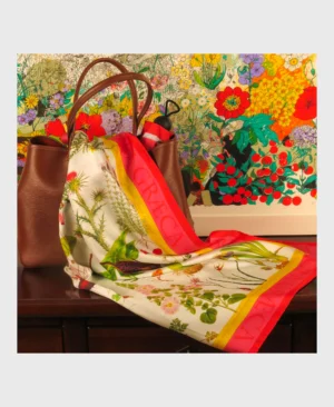 greek flora silk scarf