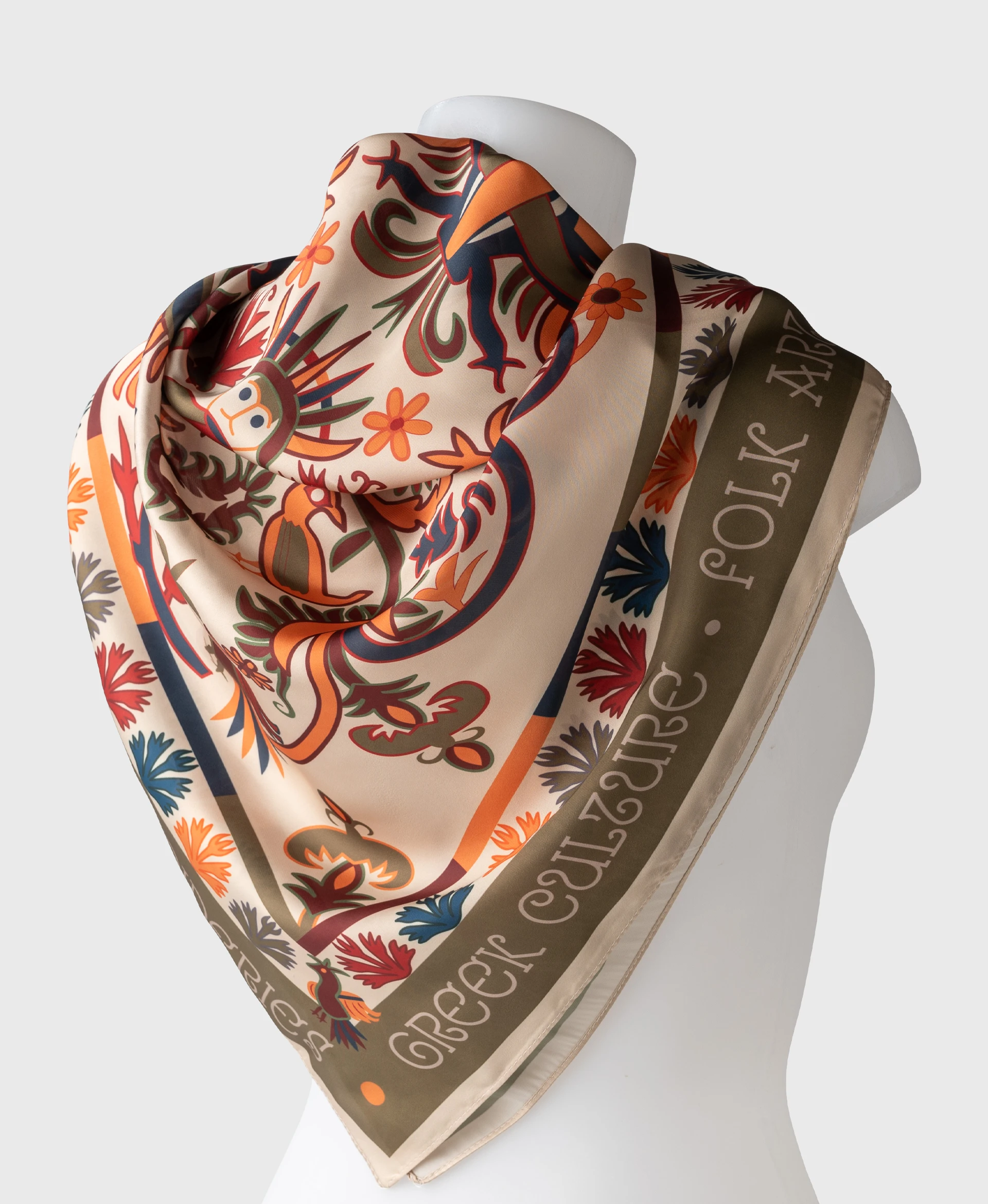 skyros island folk art ancient silk cotton scarf