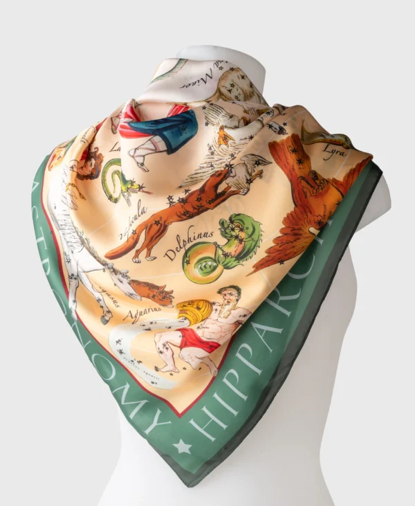 greek astronomy silk cotton scarf