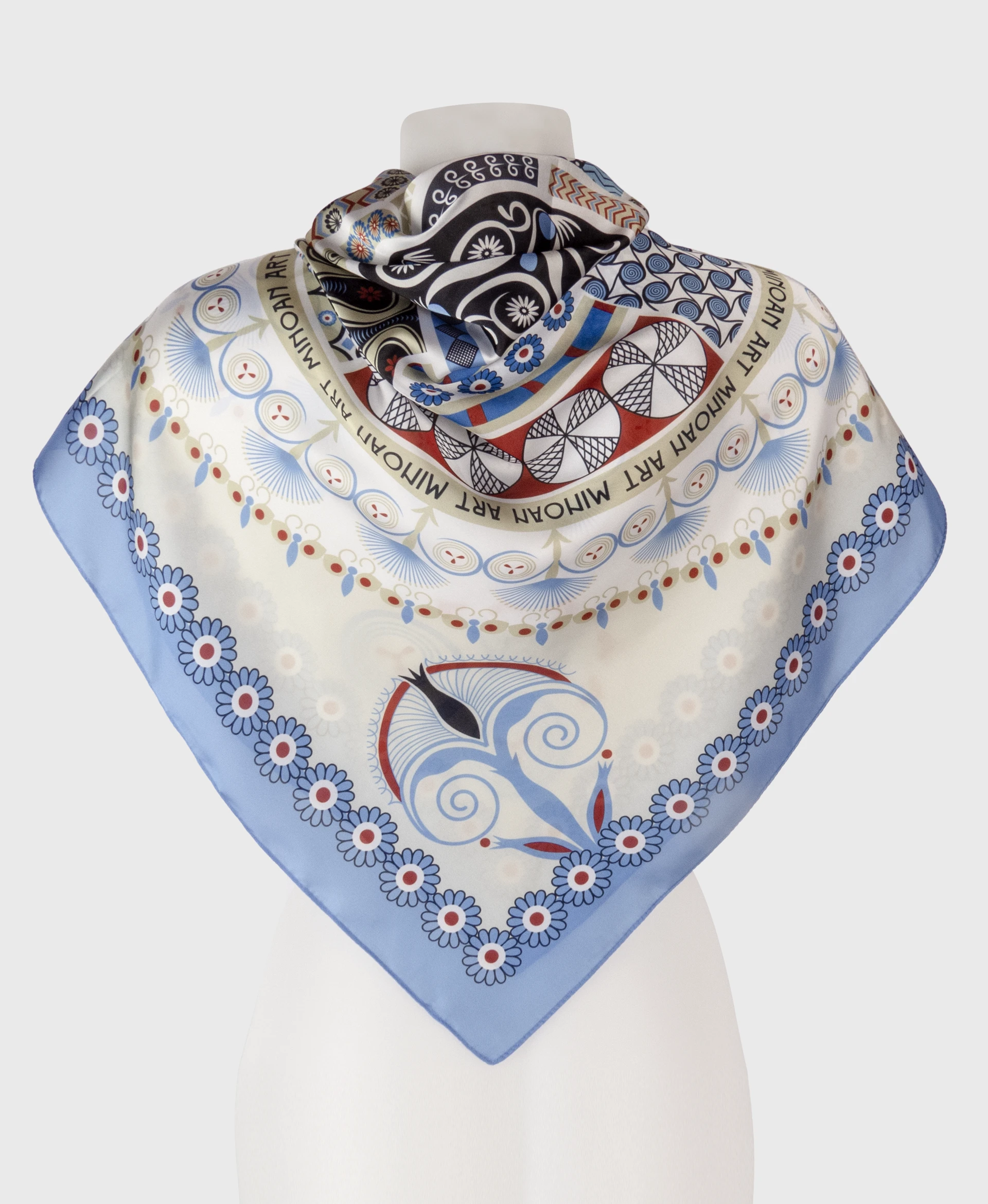 minoan art silk cotton scarf