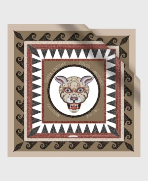 panther greek culture mosaic silk scarf