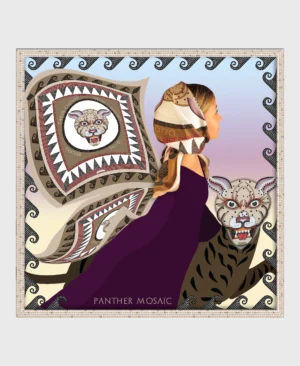panther greek culture mosaic silk scarf