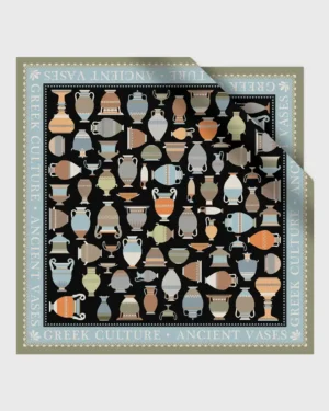 Greek Ancient Vases Silk Scarf double face print