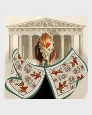 Parthenon Horse Silk-Cotton Scarf