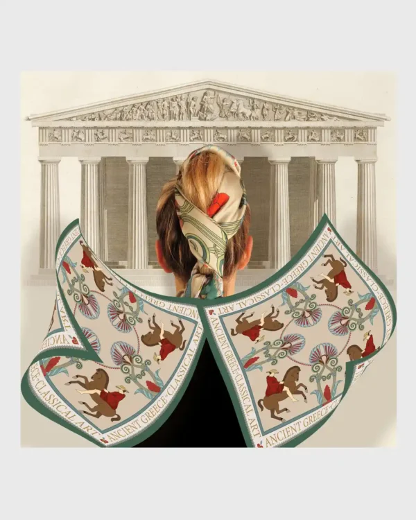 Parthenon Horse Silk-Cotton Scarf
