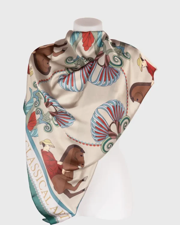 Parthenon Horse Silk-Cotton Scarf - Image 3