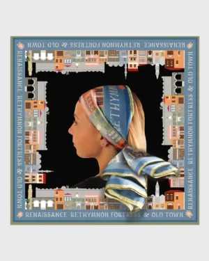 Rethymnon Skyline Silk-Cotton Scarf