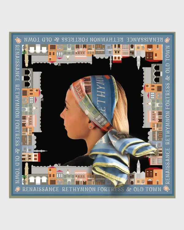 Rethymnon Skyline Silk-Cotton Scarf