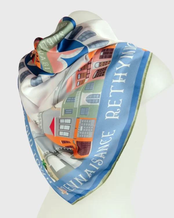 Rethymnon Skyline Silk-Cotton Scarf - Image 3
