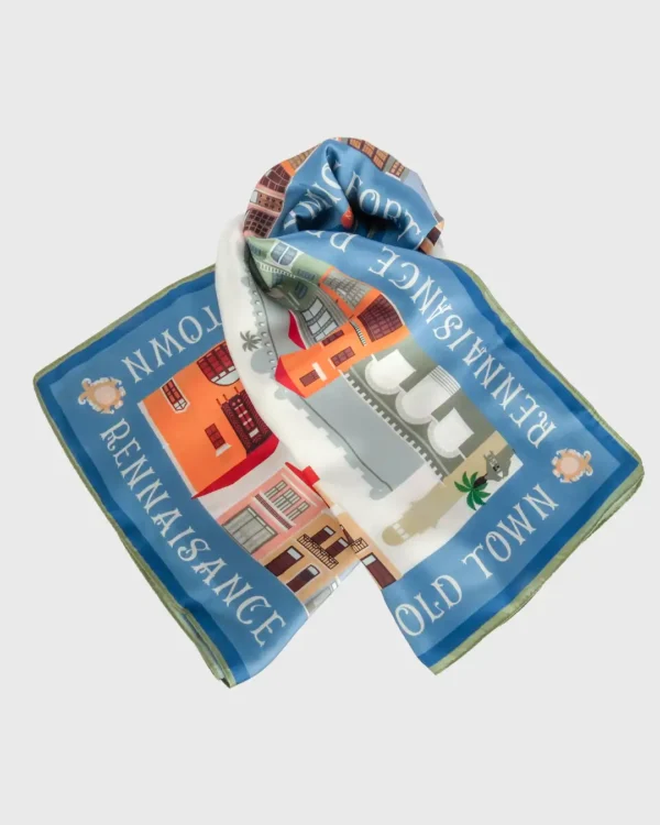 Rethymnon Skyline Silk-Cotton Scarf - Image 4