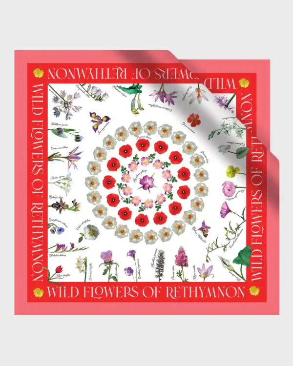 Wild Flowers of Rethymnon Silk-Cotton Scarf - Image 2
