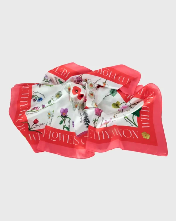 Wild Flowers of Rethymnon Silk-Cotton Scarf - Image 5