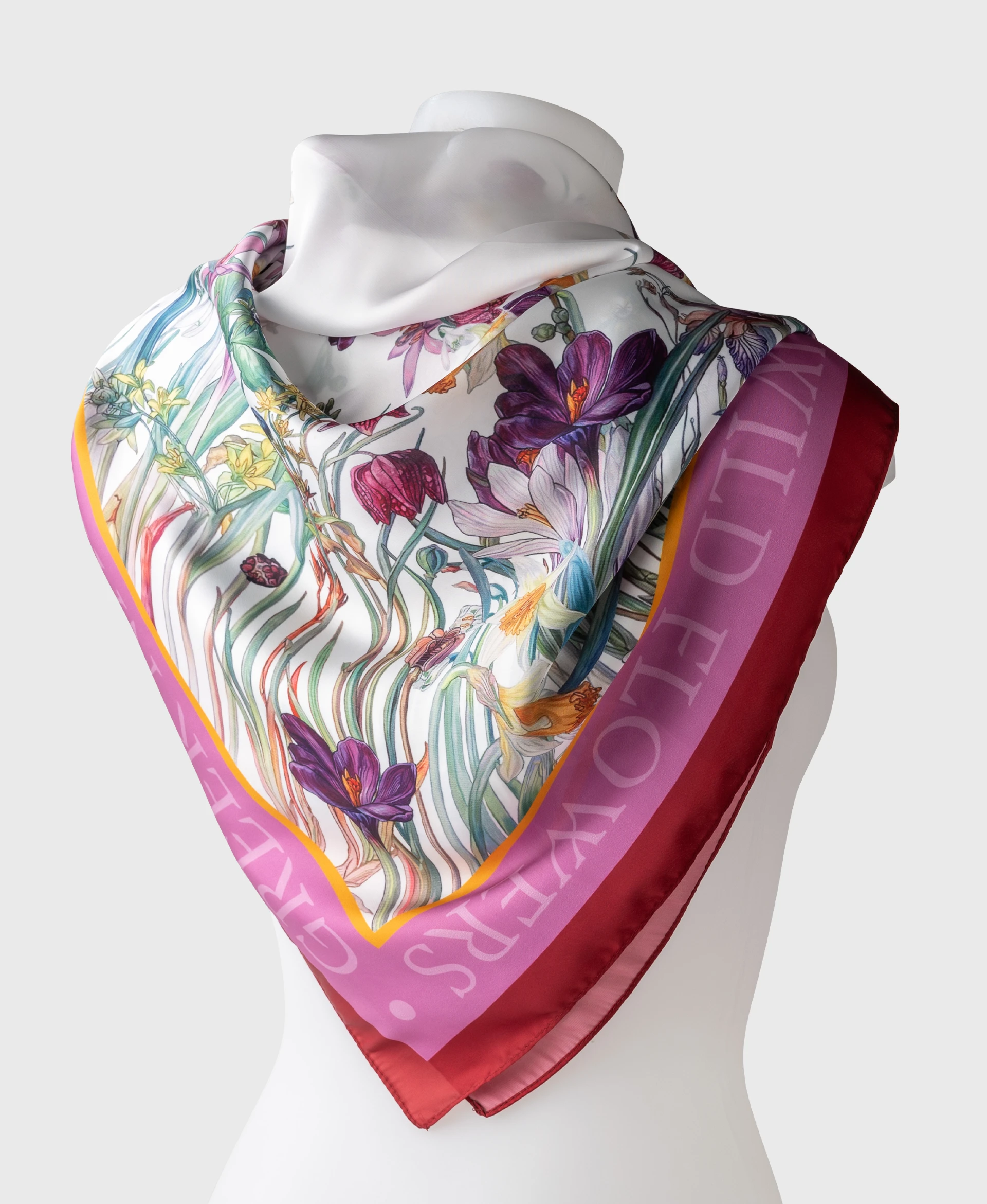 greek wild flowers silk cotton scarf