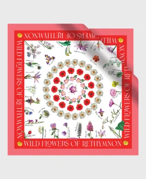 rethymno wild flowers silk cotton scarf