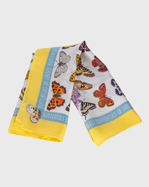 Butterflies of Greece Yellow Silk Scarf double face print - Image 5