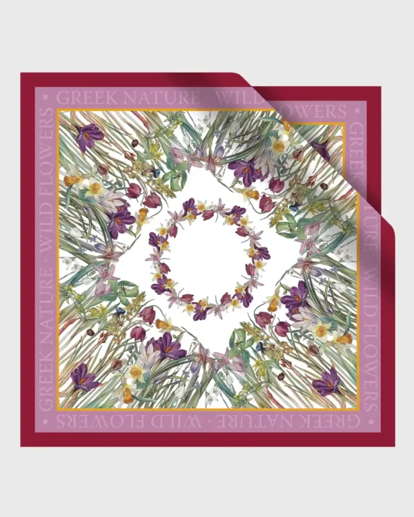 Wild Flowers of Greece Silk Scarf double face print