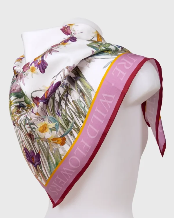 Wild Flowers of Greece Silk Scarf double face print - Image 2
