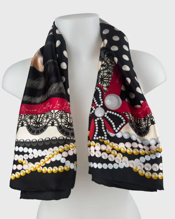 Maria Callas Silk Scarf double face print - Image 3