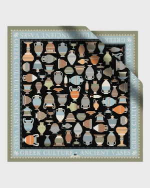 Greek Ancient Vases Silk Scarf double face print