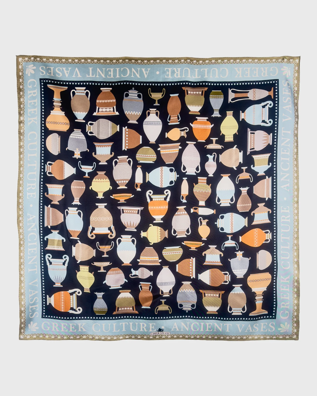 Greek Ancient Vases Silk Scarf double face print