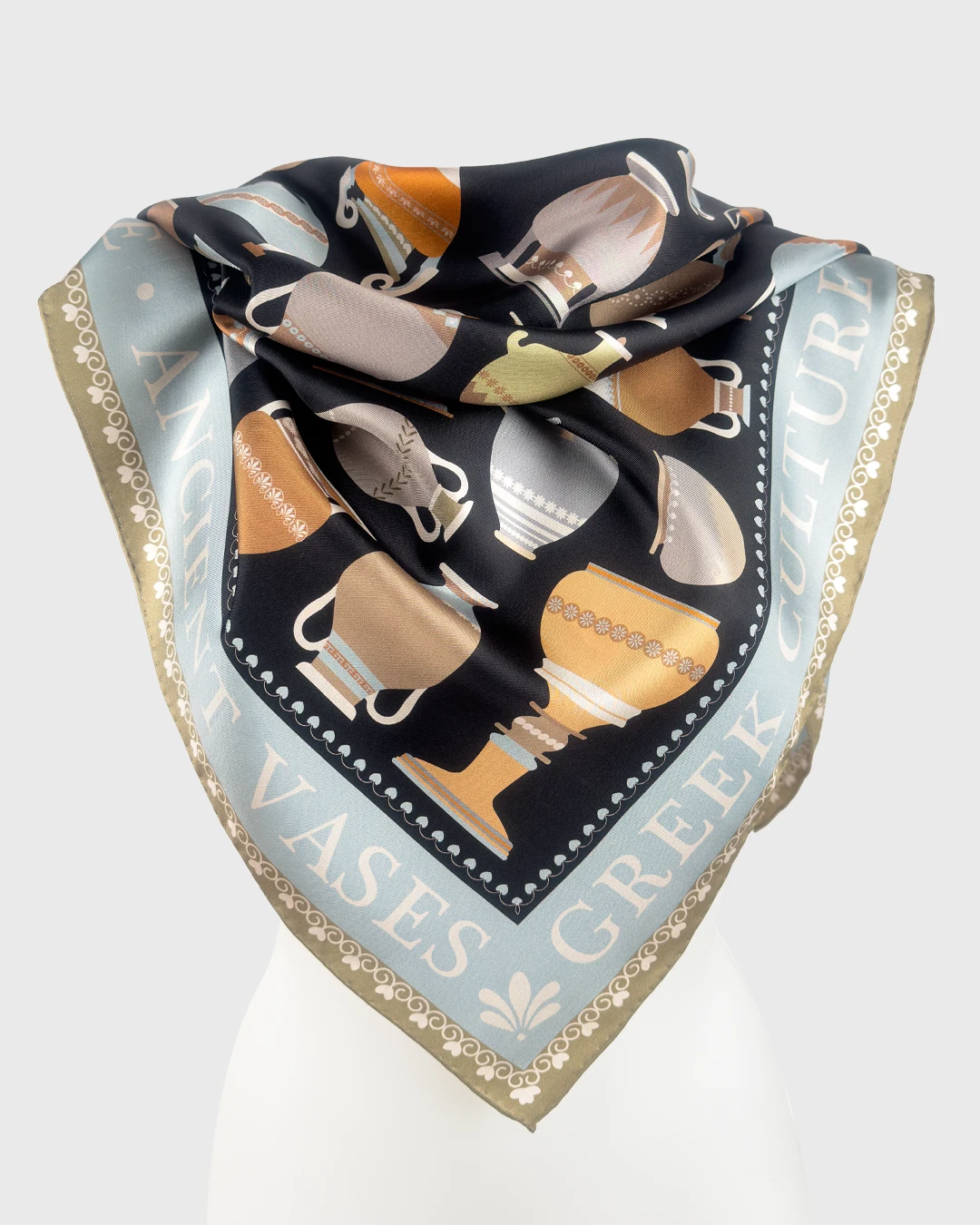 Greek Ancient Vases Silk Scarf double face print - Image 3
