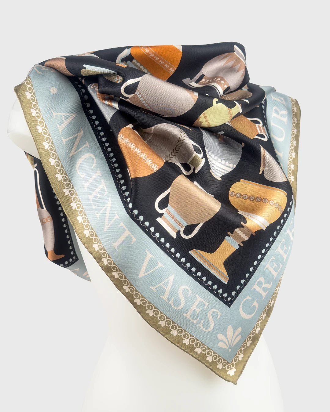 Greek Ancient Vases Silk Scarf double face print - Image 4