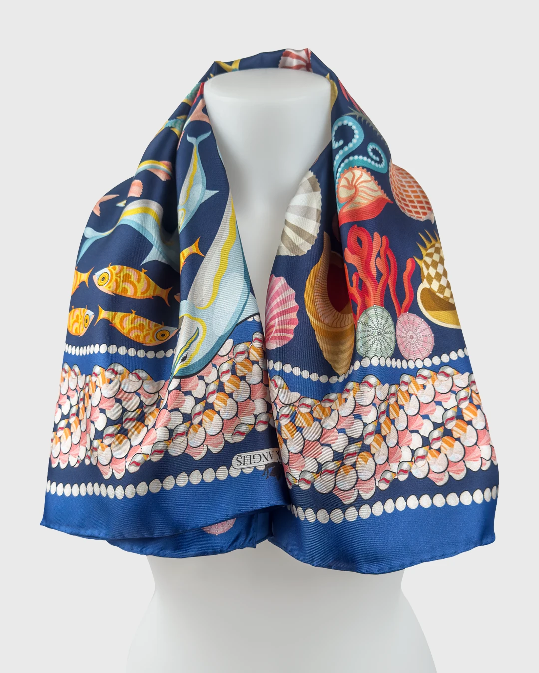Minoan Marine Dark Silk Scarf double face print - Image 3