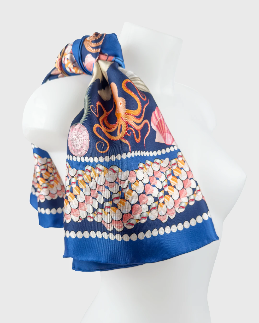 Minoan Marine Dark Silk Scarf double face print - Image 4