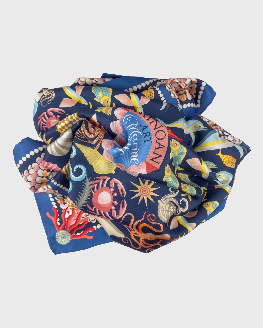 Minoan Marine Dark Silk Scarf double face print - Image 6