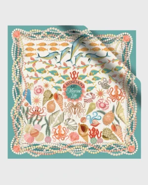 Minoan Marine Light Silk Scarf double face print