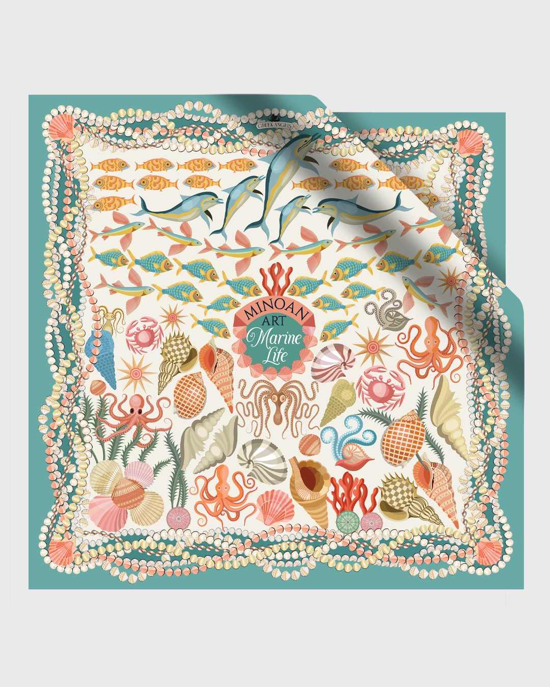 Minoan Marine Light Silk Scarf double face print