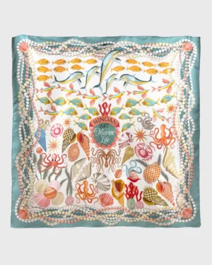 Minoan Marine Light Silk Scarf double face print